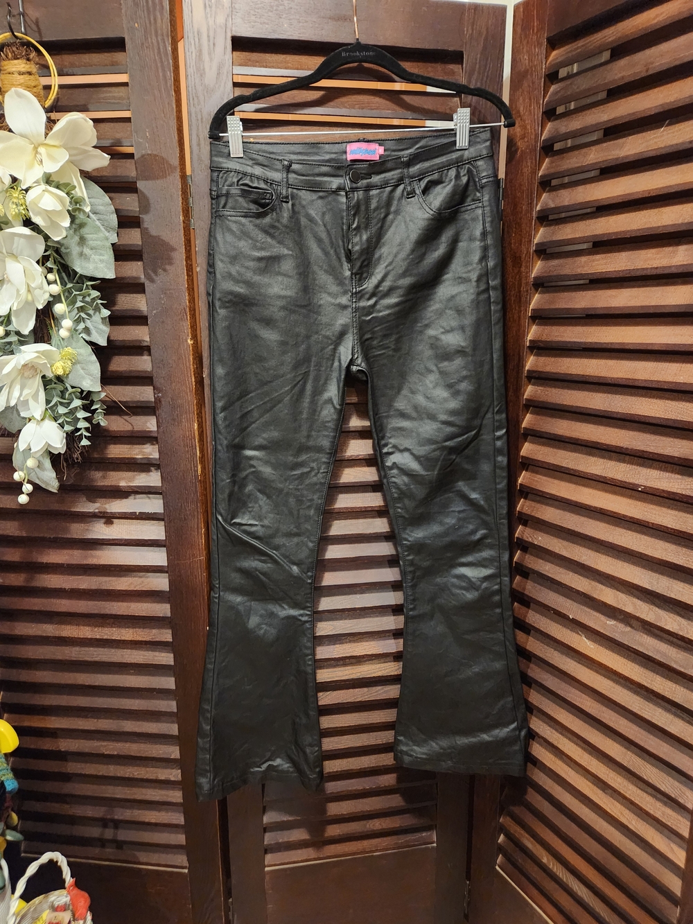 Edikted Black Faux Leather Flare Pants